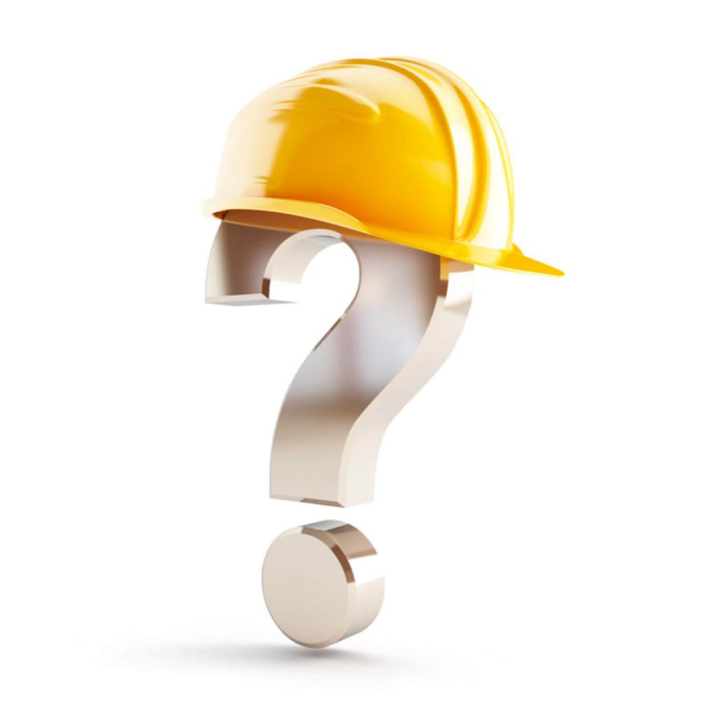 a yellow hard hat on top of a question mark.