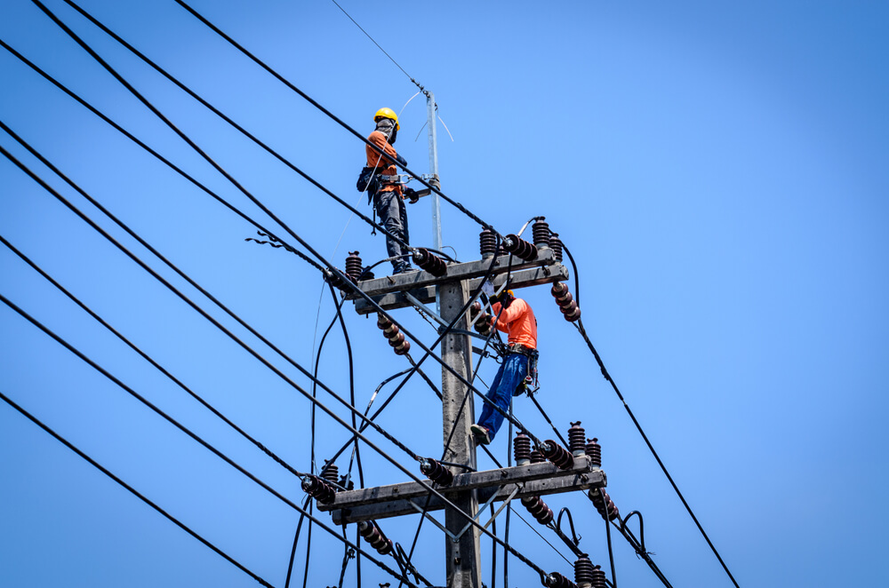 working on power lines